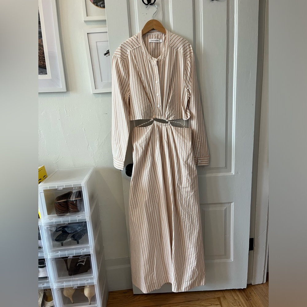 JONATHAN SIMKHAI Stripped Ling Shirt Dress